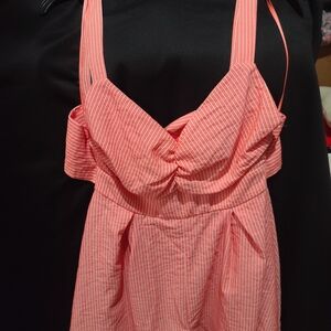 Pink Striped Sleeveless Romper